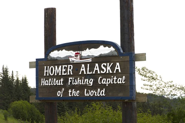 Homero Alaska capital mundial de la pesca de fletán Imagen de stock