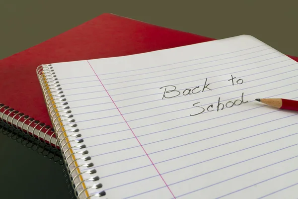 Back to school in notebook with pencil — Stock Photo, Image