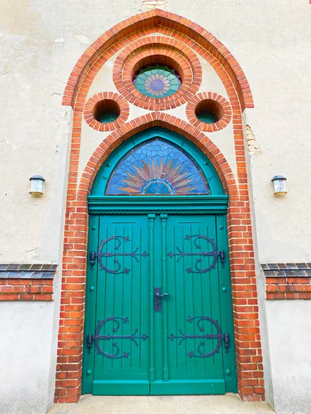 Portal Iglesia Evangélica Del Pueblo Del Siglo Xviii — Foto de Stock