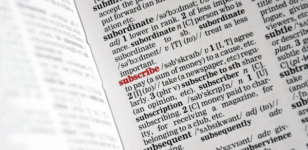 Red subscribe in dictionary — Stock Photo, Image