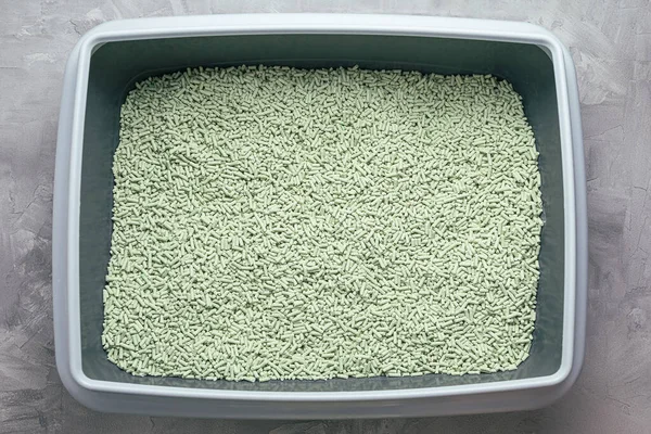 Cat Litterbox Natural Flushable Biodegradable Tofu Litter Green Tea Powder — Foto de Stock