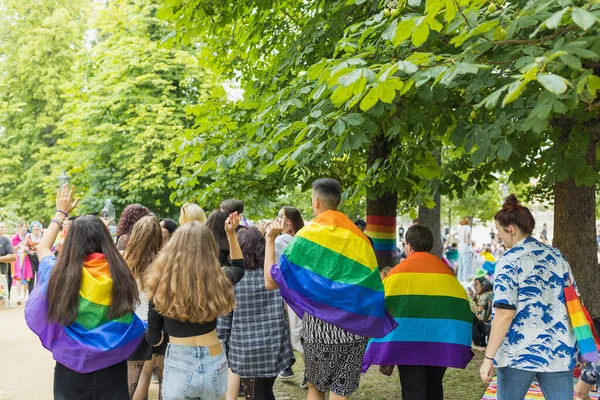 Prague Czech Republic August 2021 People Rainbow Flags Pride Village — Stockfoto