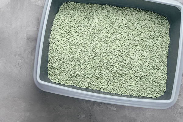 Cat Litterbox Natural Flushable Biodegradable Tofu Litter Green Tea Powder — Foto de Stock