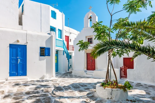 Praça pequena em Mykonos — Fotografia de Stock