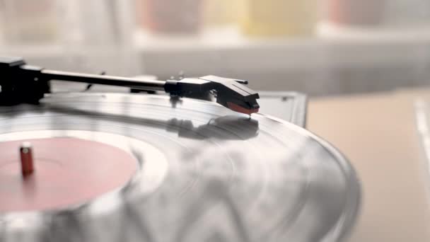 Vinylová Deska Přehrána Gramofonu — Stock video