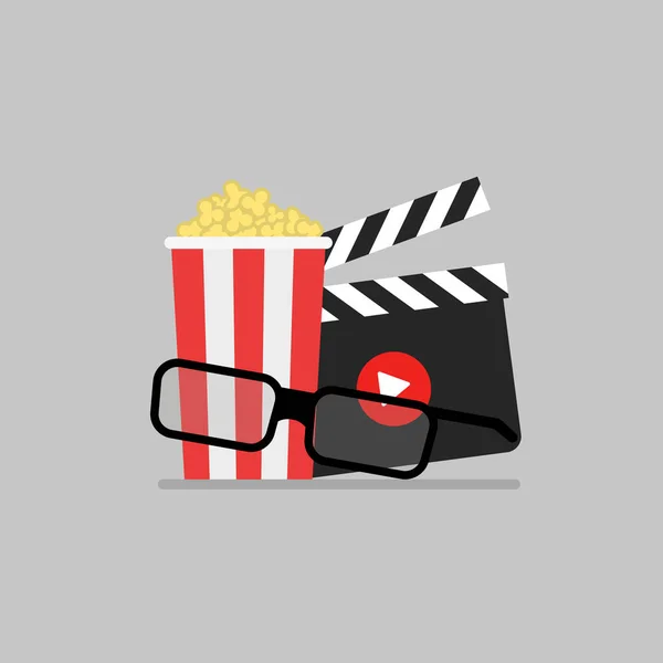 Pop Corn Des Lunettes Cinéma Film Illustration Cinéma Vecteur Dans — Image vectorielle