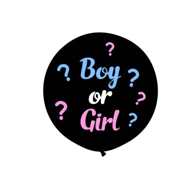 Helyum balonu oğlan mı kız mı? Düz tasarımda vektör illüstrasyonu