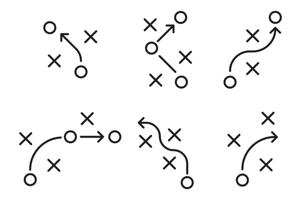 Тактические Иконы Набор Значков Линий Мазков Стратегии Простые Симуляторы Разработки — стоковый вектор