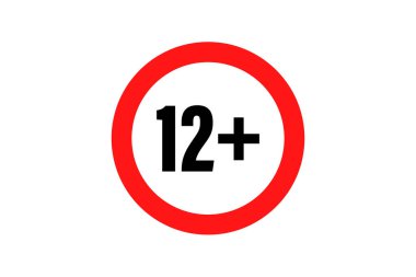 12 artı, yaş sınırlaması işareti. Vektör çizimi. EPS 10