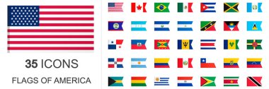 Amerika ülkelerinin 35 bayrağı