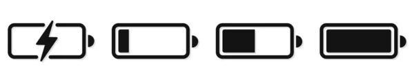 Ensemble Quatre Différentes Icônes Batteries — Image vectorielle