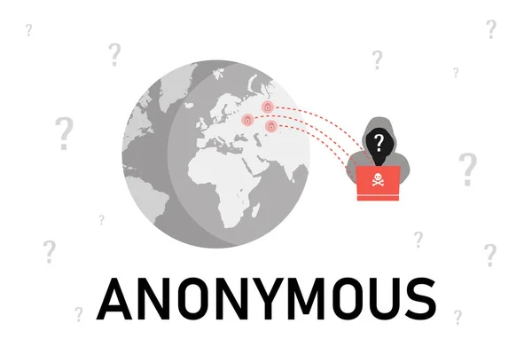 匿名のハッカー ロシアへのサイバー攻撃 ベクターイラスト — ストックベクタ