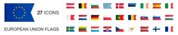 Banderas Los Países Unión Europea Ilustración Vectorial — Archivo Imágenes Vectoriales