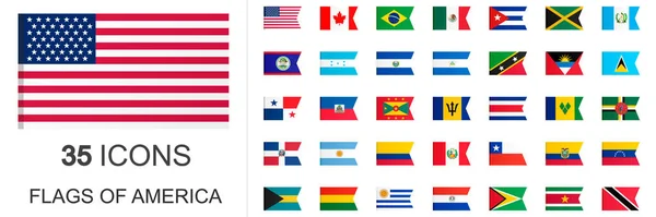 Banderas Los Países América — Archivo Imágenes Vectoriales