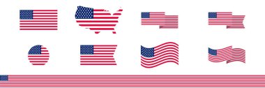ABD bayrakları, vektör illüstrasyonu