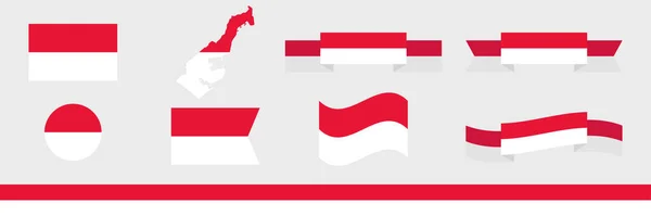 Σύνολο Διανυσματικών Εικονιδίων Σημαίες Του Μονακό — Διανυσματικό Αρχείο