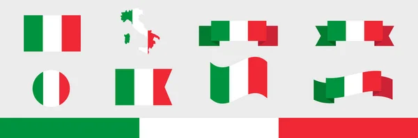 Conjunto Iconos Vectoriales Banderas Italia — Vector de stock