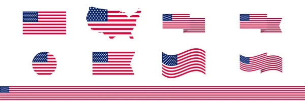 Set Flags Usa Vector Illustration — Stock Vector