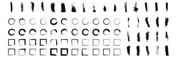 Sammlung Schwarzer Farbe Kreisrahmen Grungy Bemalte Linien Freihandzeichnen Vektorillustration Isoliert — Stockvektor