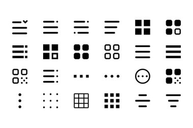 Uygulamanın menü simgeleri, web ve mobil navigasyon düğmeleri. Vektör illüstrasyonu