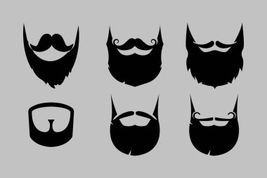 Hipster bıyık ikonu seti. vektör illüstrasyonu