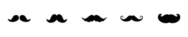 Jeu Illustration Vectorielle Noir Blanc Des Styles Moustache — Image vectorielle