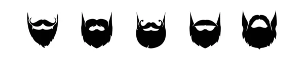 Набір Іконок Чорних Силуетів Різні Типи Бороди — стоковий вектор