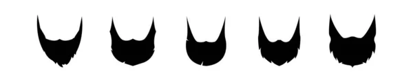 Conjunto Iconos Siluetas Negras Diferentes Tipos Barba — Vector de stock