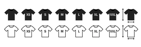 T恤衫尺寸Xs Xl和Xxl矢量图标设置 — 图库矢量图片