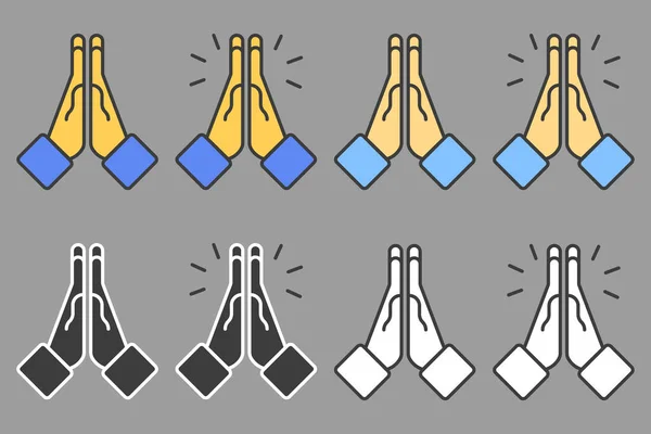 Набор Векторных Плоских Конструктивных Элементов Молитвенными Руками — стоковый вектор