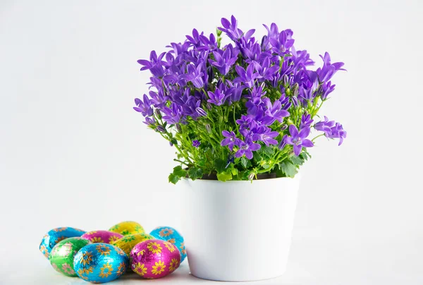 Huevos de Pascua con flores Imagen de stock