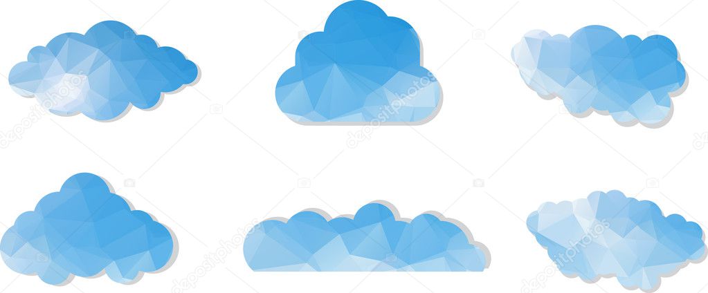Set of Clouds in origami style. Vector illustration isolated