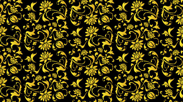 Vector seamless black and gold flower