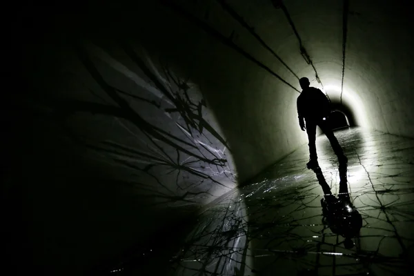 Silhouette in a underground — Stock Photo, Image