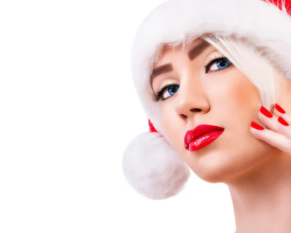 Beautiful model in santa hat — Stock Photo, Image