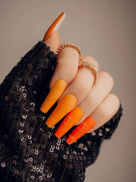 Beautiful art manicure design nails. Halloween nail art design.