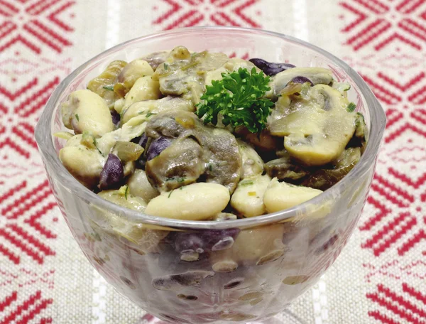 Knoblauchbohnen und Champignons Snack — Stockfoto