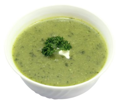 beyaz zemin üzerinde sebze çorbası