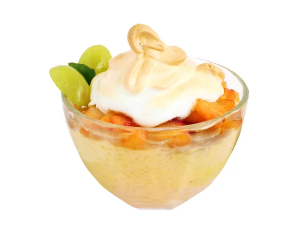 A glass bowl of rice pudding Stock Image