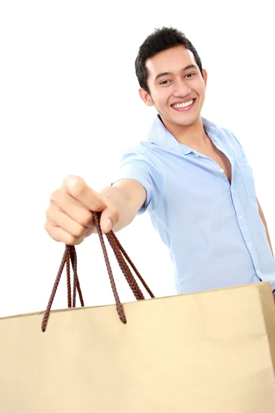 Uomo con shopping bag — Foto Stock