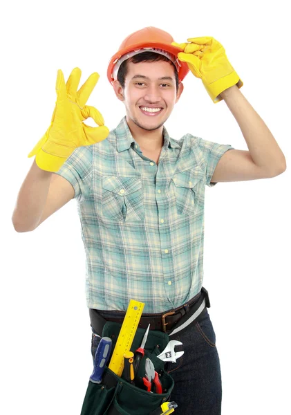 Worker with ok sign — Stock Photo, Image