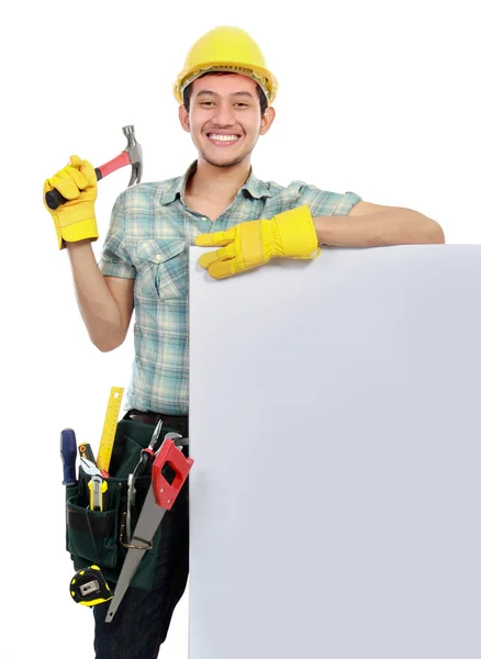 Trabajador de la construcción con espacio en blanco —  Fotos de Stock