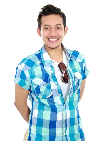 Turist mannen leende — Stockfoto