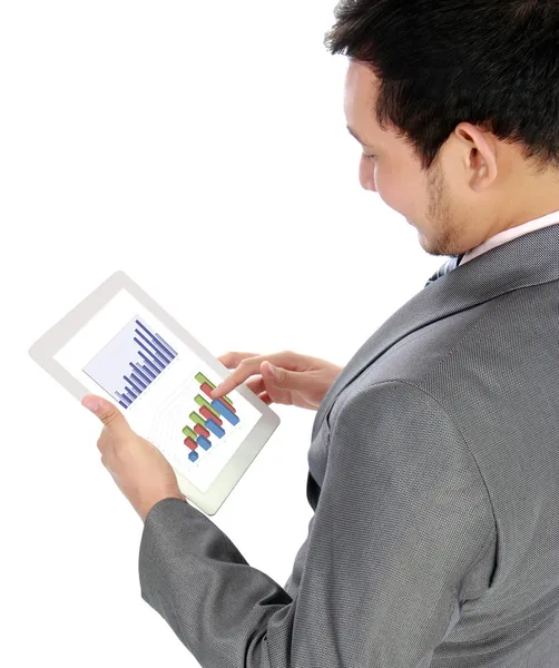 Επιχειρηματίας χρησιμοποιώντας το ψηφιακό tablet του — Φωτογραφία Αρχείου