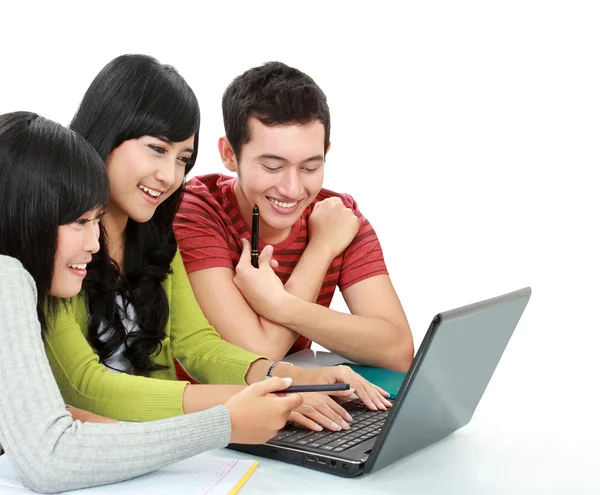 Group of young student with laptop Royalty Free Stock Images