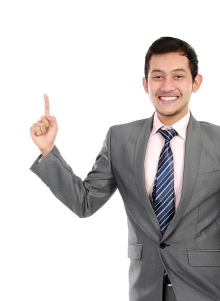 Business man pointing at blank space Royalty Free Stock Photos