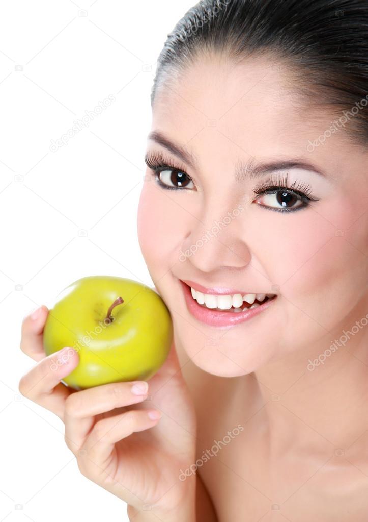gorgeous woman with apple
