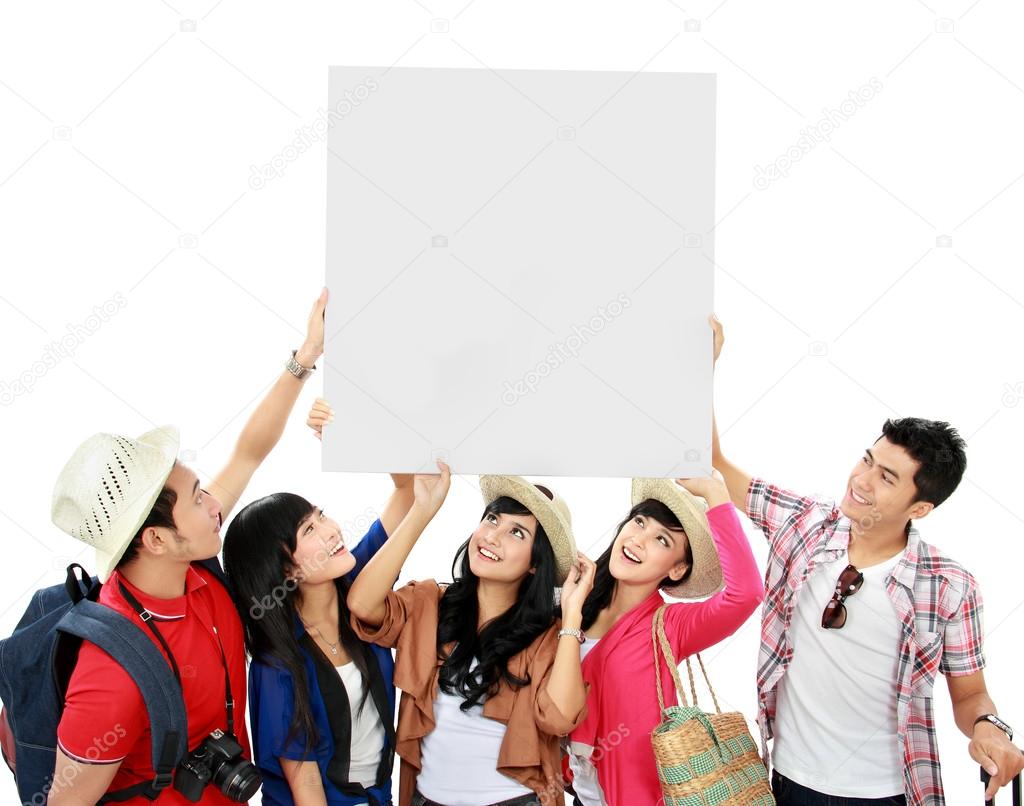group of young tourist
