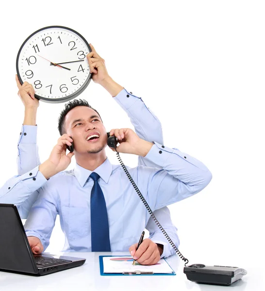 Businessman busy multitasking — Stock Photo, Image