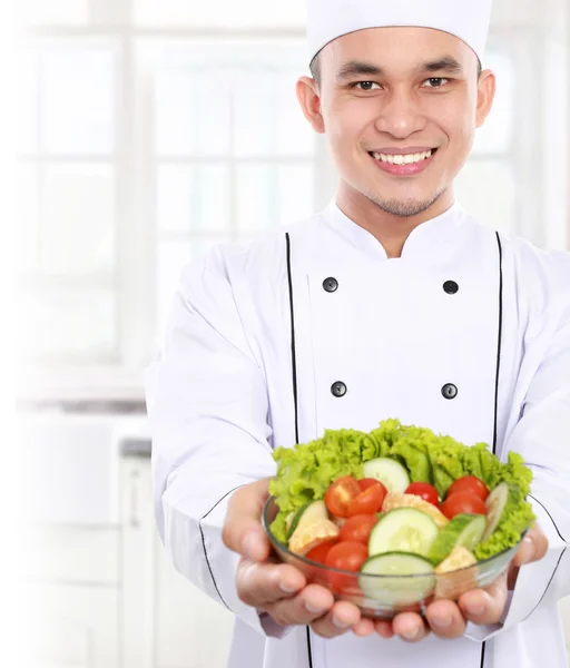 Chef com alimentos saudáveis — Fotografia de Stock